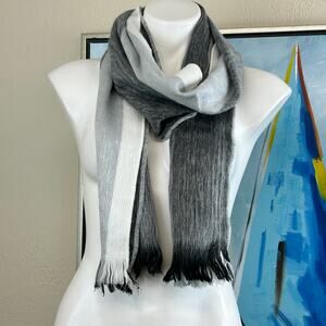 Alpaca wool striped tonal Artenias Yarnia Ecuadorian fringed scarf NWOT